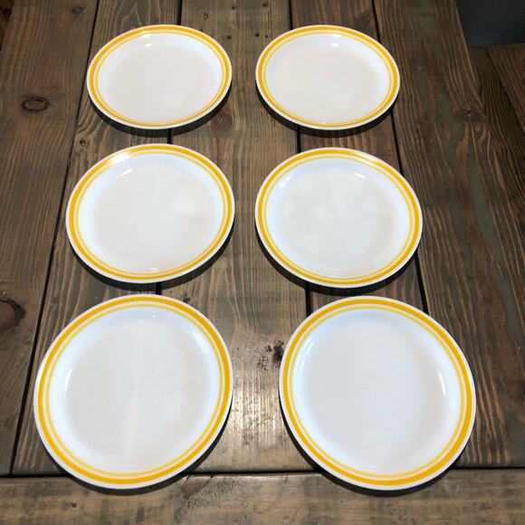 Corelle Citrus 6 salad plates 8.5" double yellow stripe - Picture 2 of 5